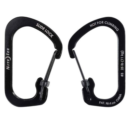 Nite Ize - SlideLock Carabiner Set #2, #3, #4 - Black - CSLC-01-R6