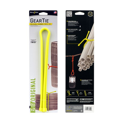 Nite Ize - Gear Tie&reg; Wiederverwendbare Gummi Twist Tie&#8482; 24 in. - 2 Stück - Neongelb - GT24-2PK-33