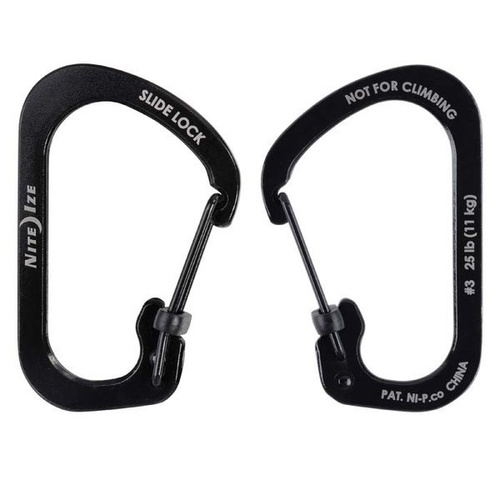 Nite Ize - SlideLock® Carabiner Stainless Steel #3 - Black - CSL3-01-R6