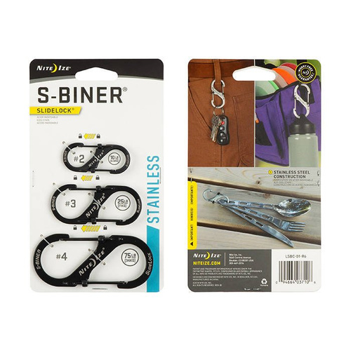 Nite Ize - S-Biner SlideLock Set #2, #3, #4 - Schwarz - LSBC-01-R6