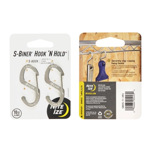 Karabińczyki Nite Ize S-Biner Hook 'N Hold S-Hook Small 2 szt. Stalowy Srebrny SBHS-11-2R3