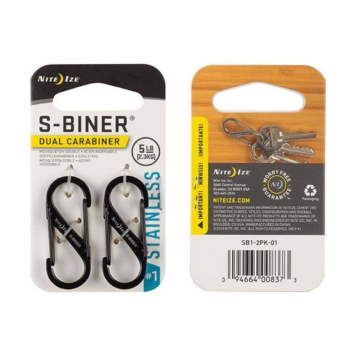 Nite Ize - S-Biner #1 - Schwarz - 2er Pack - SB1-2PK-01