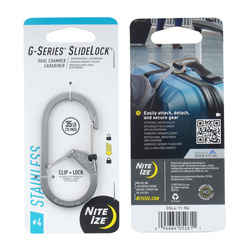 Nite Ize - G-Series SlideLock #4 Doppelkammerkarabiner - Edelstahl - Silber - GSL4-11-R6