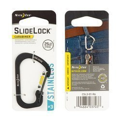 Nite Ize - SlideLock® Carabiner Stainless Steel #3 - Black - CSL3-01-R6