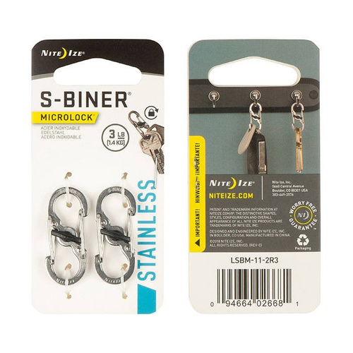 Nite Ize - S-Biner MicroLock - Edelstahl - 2Pack - LSBM-11-2R3