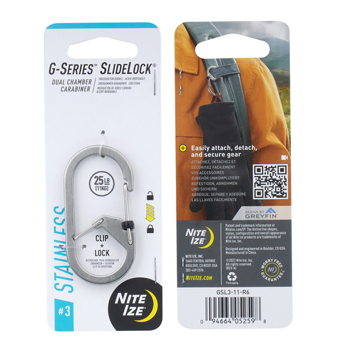 Nite Ize - G-Series SlideLock #3 Carabiner - Stainless Steel - GSL3-11-R6