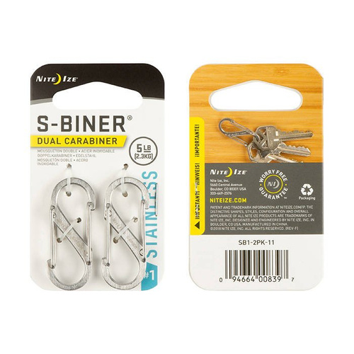 Nite Ize - S-Biner #1 - Stainless - 2 Pack - SB1-2PK-11