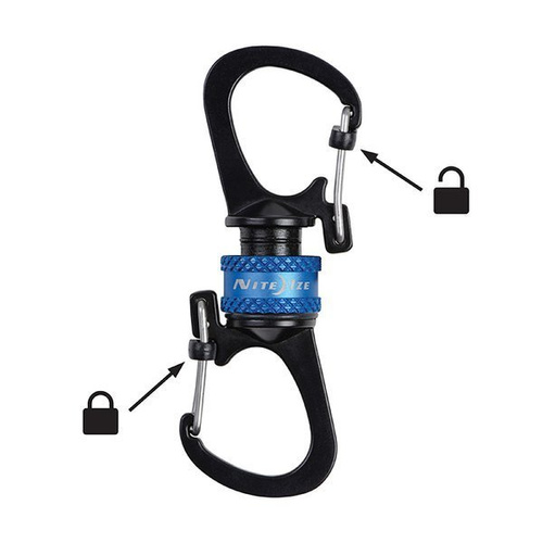 Nite Ize - SlideLock® 360° Magnetic Locking Dual Carabiner - Blue - MSBL-03-R7