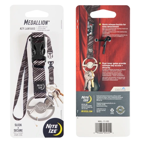 Karabinczyk ze smyczą Nite Ize Medallion Key Lanyard Stalowy Srebrny MKL-11-R3