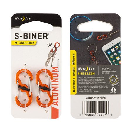 Karabińczyki Nite Ize S-Biner MicroLock Aluminum 2 szt. Pomarańczowy LSBMA-19-2R6