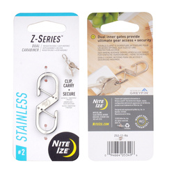 Nite IZE SB1-2PK-11 S-Biner Dual Carabiner Stainless Steel, Size #1,  Stainless, 2-Pack